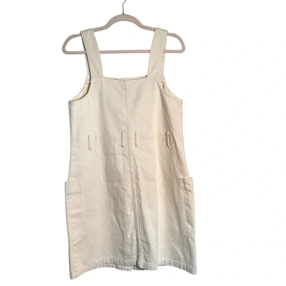 H and M White Cream‎ Denim 100% Cotton Mini Dress Romper size 6